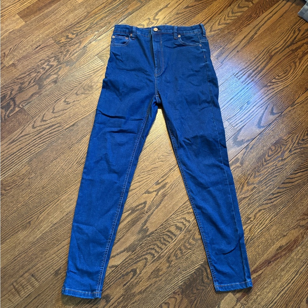 Bershka Dark Blue High-Waisted Denim